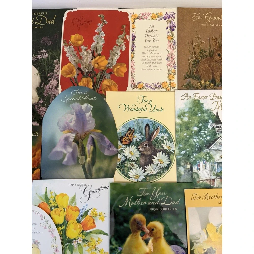 Vintage Easter Greeting Cards Fronts ONLY Scrapbooking Crafts Lot of 50+ Bunnies